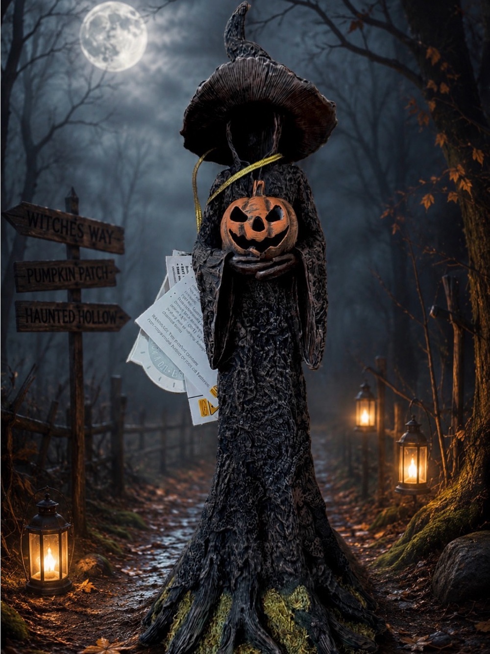 SPOOKY NIGHT Talyse Tree Witch Light Up Jack O Lantern 18" Viral Halloween Decor